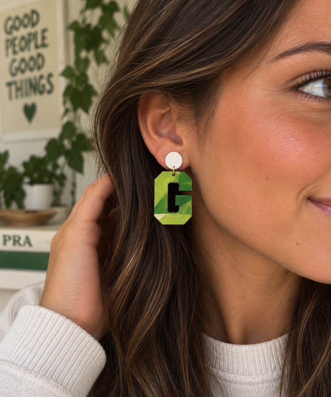 Green Varsity "G" Earrings