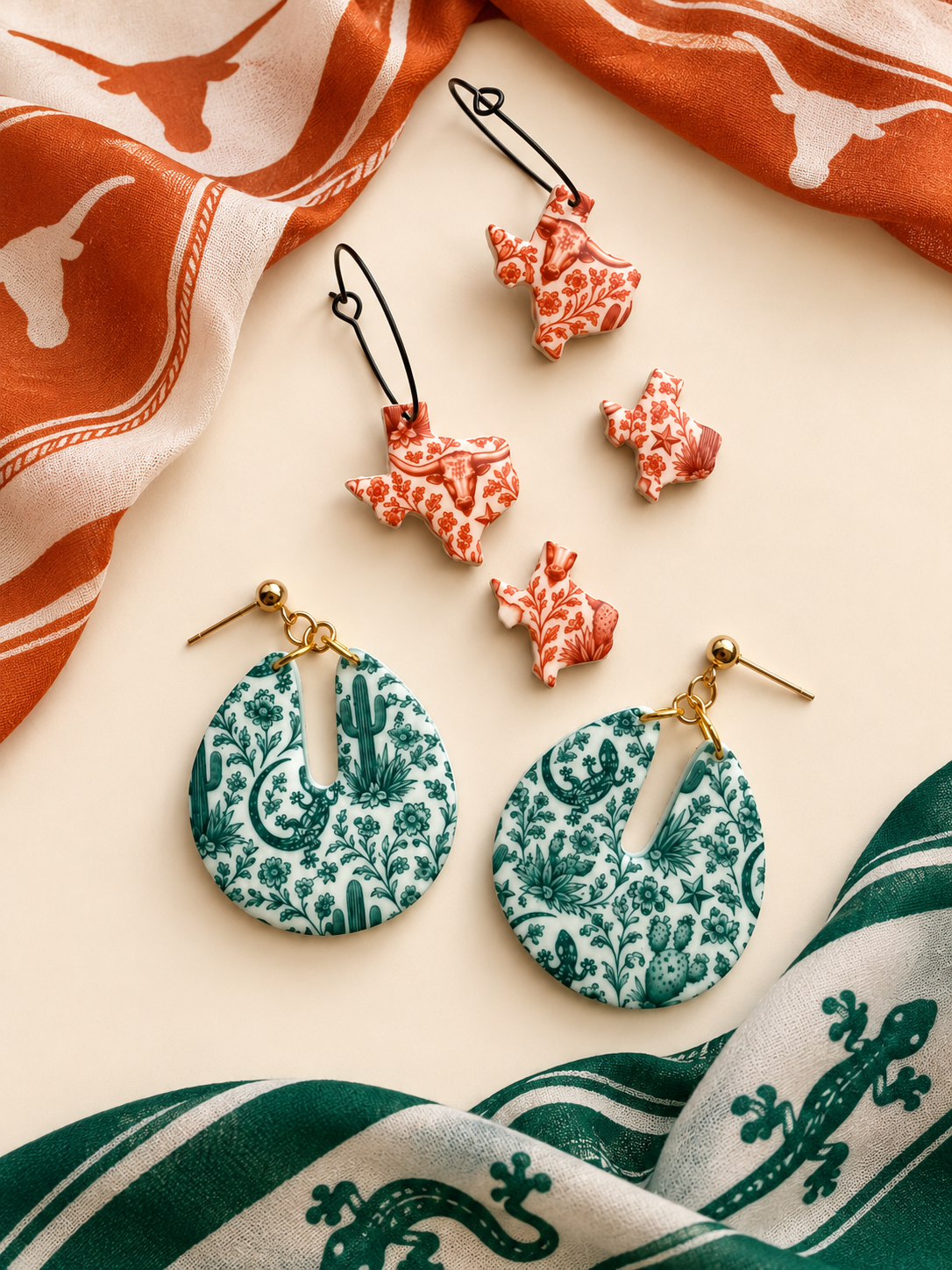 Gecko Toile Earrings