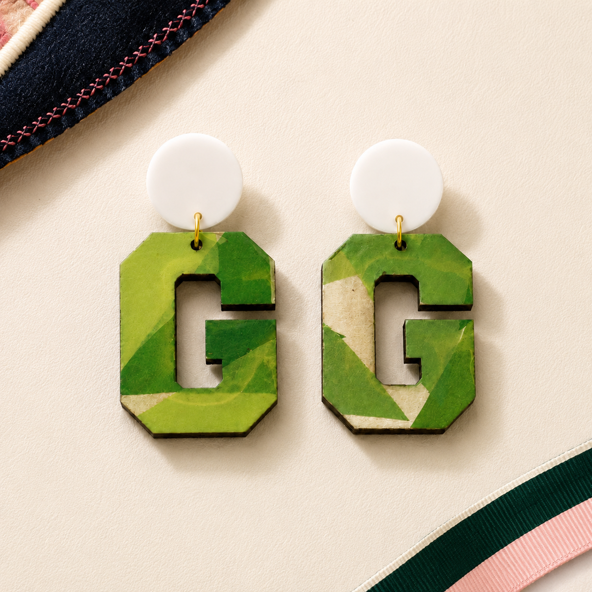 Green Varsity "G" Earrings