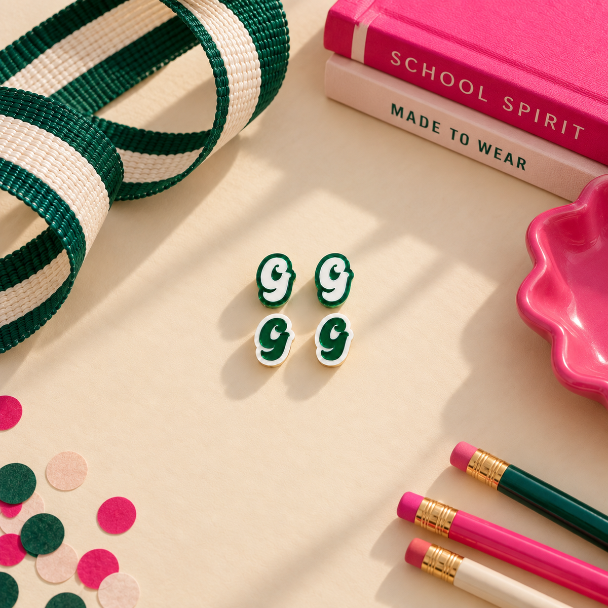 Green Little "G" Studs
